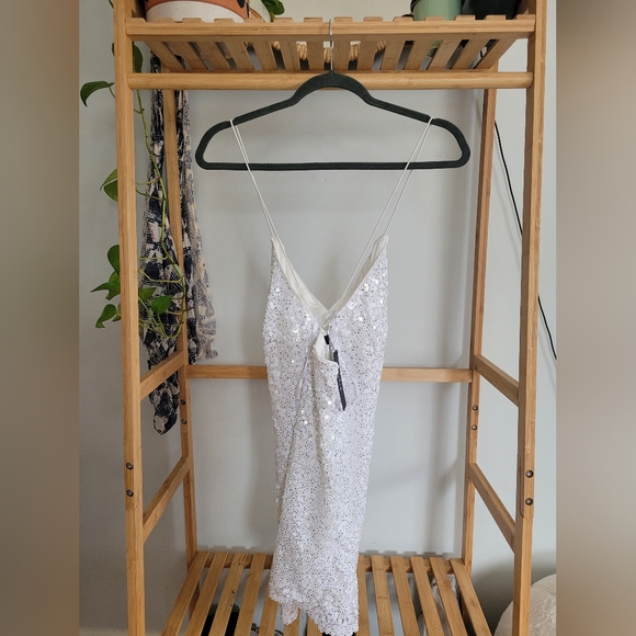 Lulus Force Of Fashion White Backless Sequin Mini Dress - Size S - Picture 6 of 6